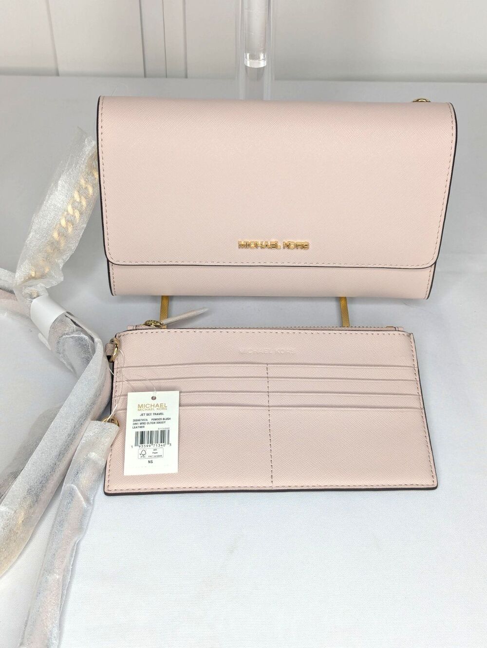Michael Kors Jet Set Travel 3 in 1 Leather Crossbody - Powder Pink, NWT - Picture 1 of 8
